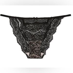 Victoria's Secret Dream Angels Lace Mesh String Bikini Panty Black